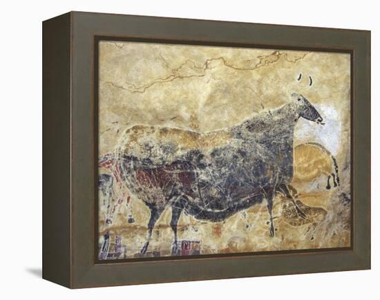 Black Cow Cave Painting at Lascaux-null-Framed Premier Image Canvas