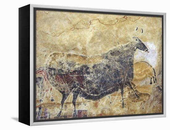 Black Cow Cave Painting at Lascaux-null-Framed Premier Image Canvas