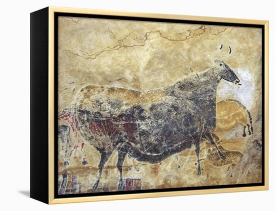 Black Cow Cave Painting at Lascaux-null-Framed Premier Image Canvas