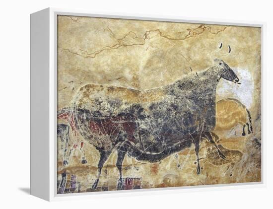 Black Cow Cave Painting at Lascaux-null-Framed Premier Image Canvas