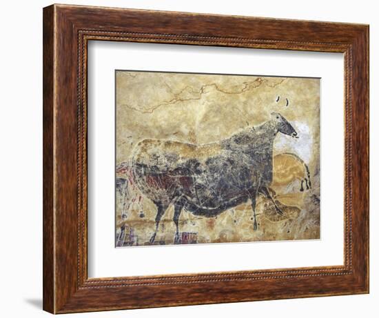 Black Cow Cave Painting at Lascaux-null-Framed Photographic Print