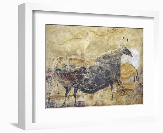 Black Cow Cave Painting at Lascaux-null-Framed Photographic Print