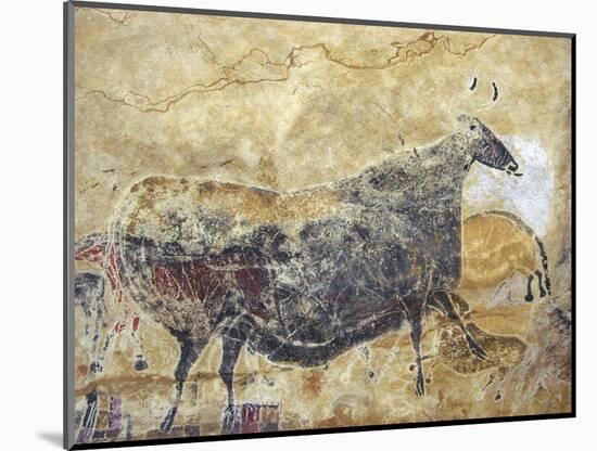 Black Cow Cave Painting at Lascaux-null-Mounted Photographic Print