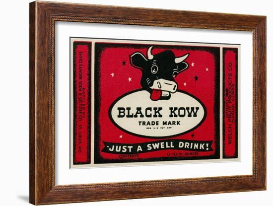 Black Cow Drink Label--Framed Art Print