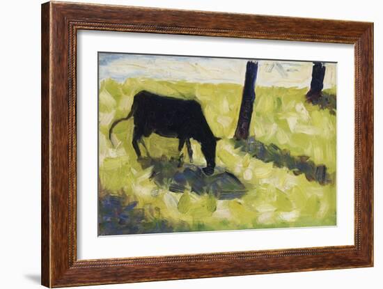 Black Cow In A Meadow-Georges Seurat-Framed Art Print