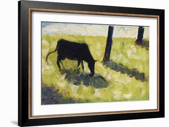 Black Cow In A Meadow-Georges Seurat-Framed Art Print