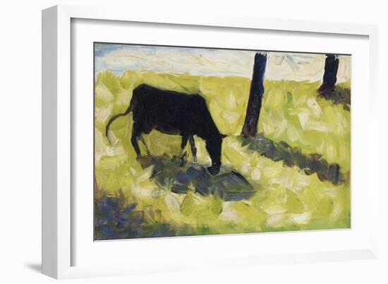 Black Cow In A Meadow-Georges Seurat-Framed Art Print