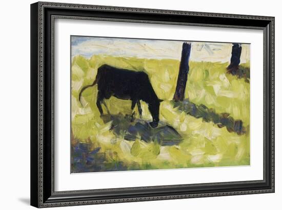 Black Cow In A Meadow-Georges Seurat-Framed Art Print