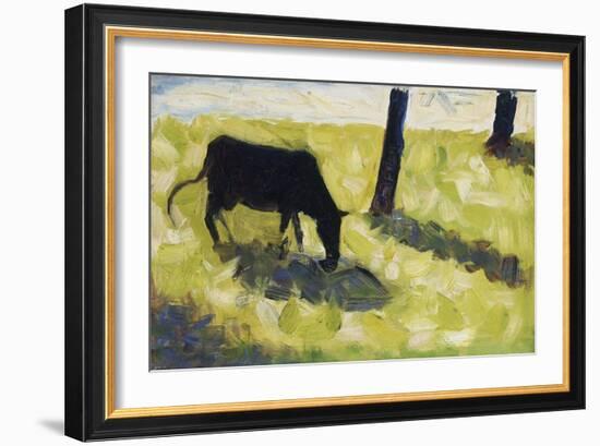 Black Cow In A Meadow-Georges Seurat-Framed Art Print