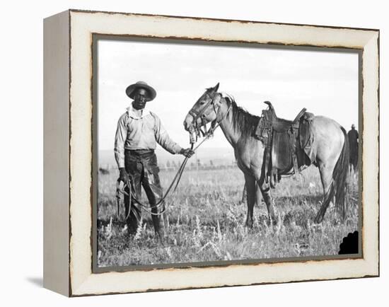 Black Cowboy and Horse, C.1890-1920-null-Framed Premier Image Canvas