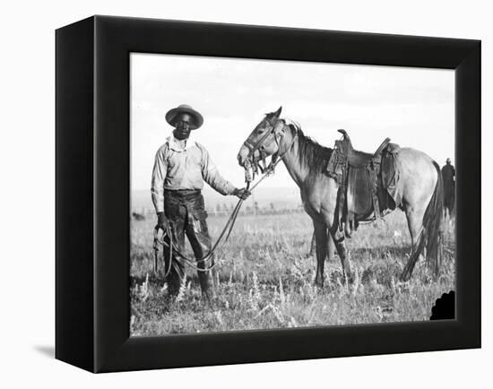 Black Cowboy and Horse, C.1890-1920-null-Framed Premier Image Canvas