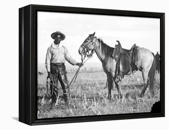 Black Cowboy and Horse, C.1890-1920-null-Framed Premier Image Canvas