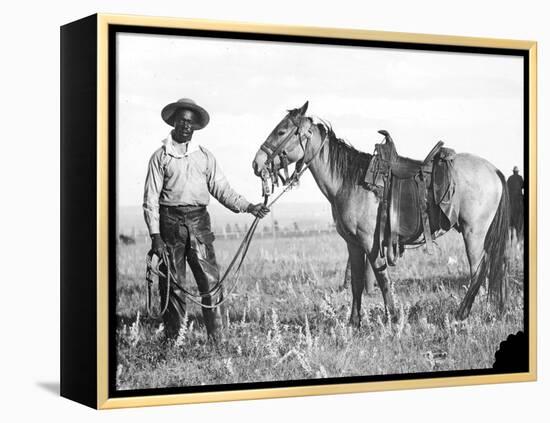 Black Cowboy and Horse, C.1890-1920-null-Framed Premier Image Canvas