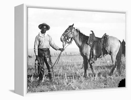 Black Cowboy and Horse, C.1890-1920-null-Framed Premier Image Canvas