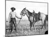 Black Cowboy and Horse, C.1890-1920-null-Mounted Photographic Print