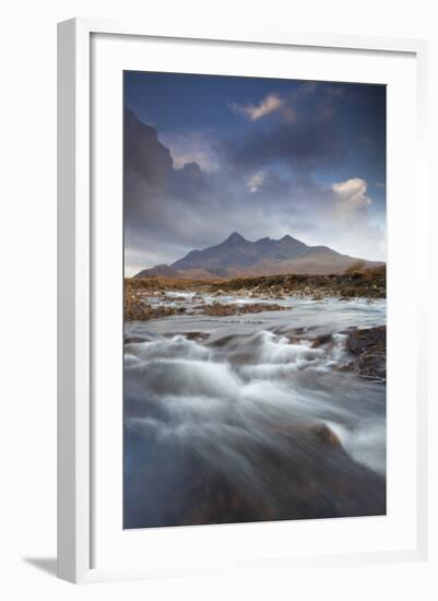 Black Cuillin Mountains with the River Sligachan, Isle of Skye, Inner Hebrides, Scotland, UK-Mark Hamblin-Framed Photographic Print