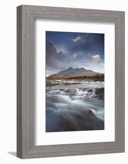 Black Cuillin Mountains with the River Sligachan, Isle of Skye, Inner Hebrides, Scotland, UK-Mark Hamblin-Framed Photographic Print