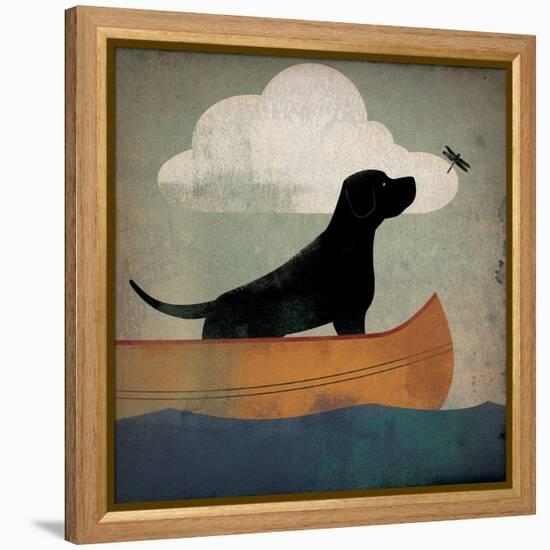 Black Dog Canoe Ride-Ryan Fowler-Framed Stretched Canvas