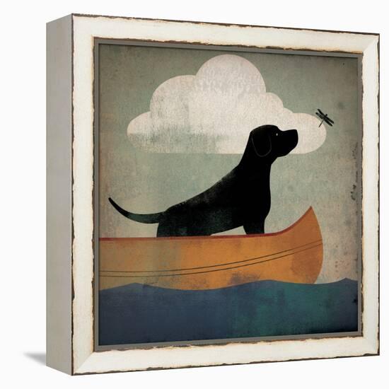 Black Dog Canoe Ride-Ryan Fowler-Framed Stretched Canvas