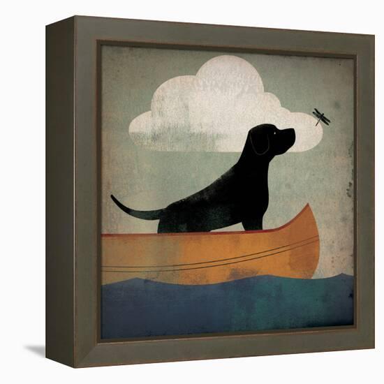 Black Dog Canoe Ride-Ryan Fowler-Framed Stretched Canvas