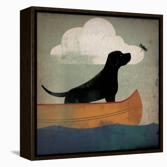 Black Dog Canoe Ride-Ryan Fowler-Framed Stretched Canvas