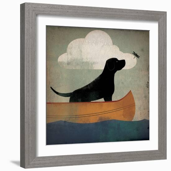 Black Dog Canoe Ride-Ryan Fowler-Framed Art Print