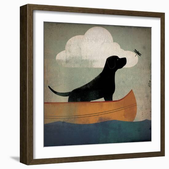 Black Dog Canoe Ride-Ryan Fowler-Framed Art Print