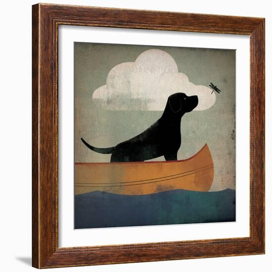 Black Dog Canoe Ride-Ryan Fowler-Framed Art Print