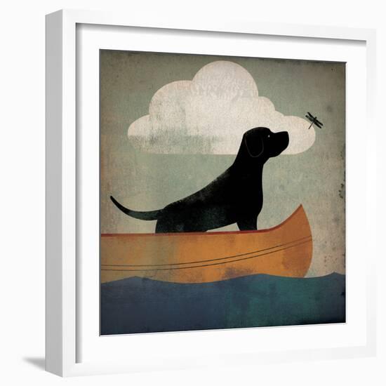 Black Dog Canoe Ride-Ryan Fowler-Framed Art Print