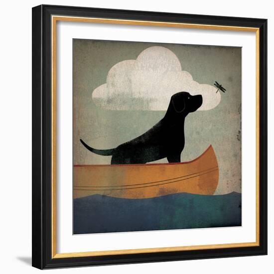 Black Dog Canoe Ride-Ryan Fowler-Framed Art Print