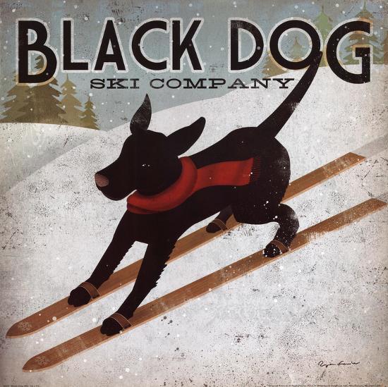 Black Dog Ski-Ryan Fowler-Framed Print Mount