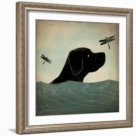 Black Dog Swim-Ryan Fowler-Framed Art Print