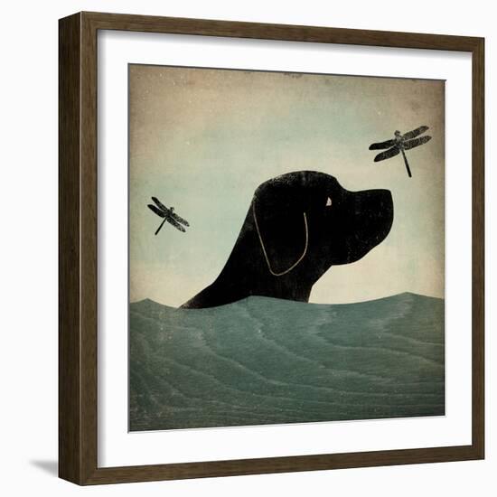 Black Dog Swim-Ryan Fowler-Framed Art Print