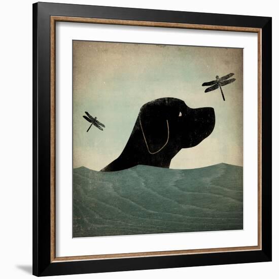 Black Dog Swim-Ryan Fowler-Framed Art Print