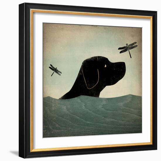 Black Dog Swim-Ryan Fowler-Framed Art Print