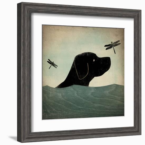 Black Dog Swim-Ryan Fowler-Framed Art Print