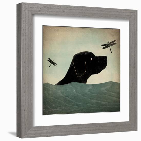 Black Dog Swim-Ryan Fowler-Framed Art Print