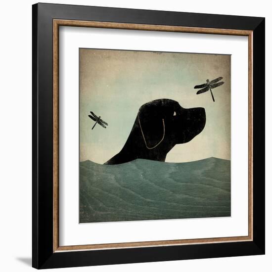 Black Dog Swim-Ryan Fowler-Framed Art Print