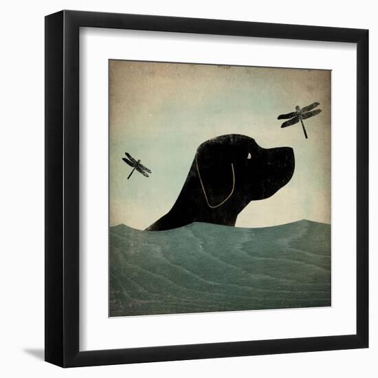 Black Dog Swim-Ryan Fowler-Framed Art Print