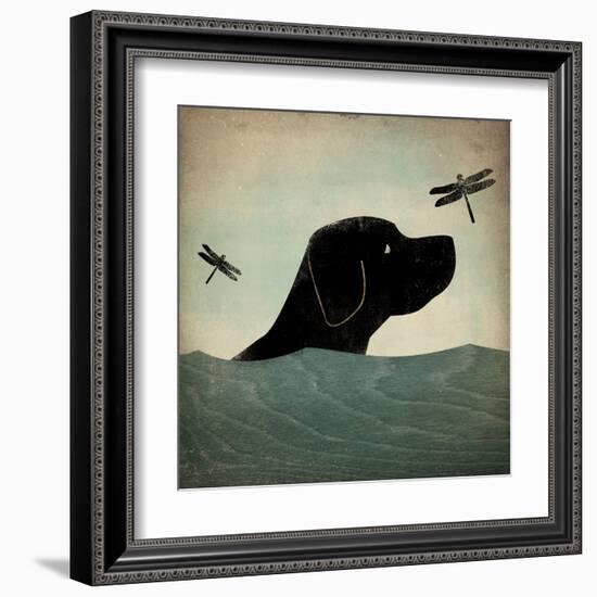 Black Dog Swim-Ryan Fowler-Framed Art Print