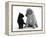 Black Domestic Kitten (Felis Catus) and Labrador Puppy (Canis Familiaris) Looking at Each Other-Jane Burton-Framed Premier Image Canvas