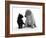 Black Domestic Kitten (Felis Catus) and Labrador Puppy (Canis Familiaris) Looking at Each Other-Jane Burton-Framed Photographic Print