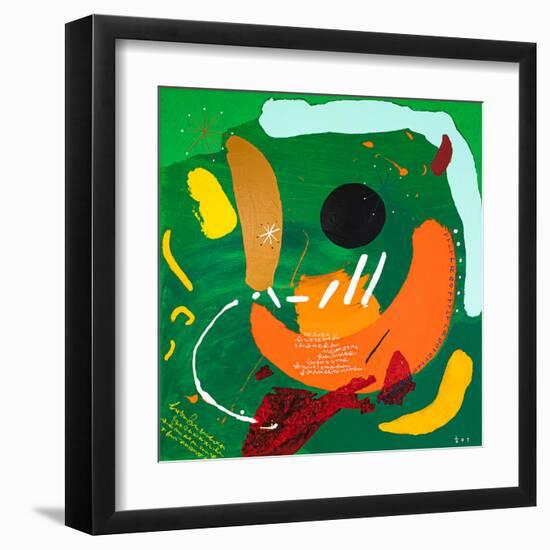 Black dot in green mentality-Hyunah Kim-Framed Art Print