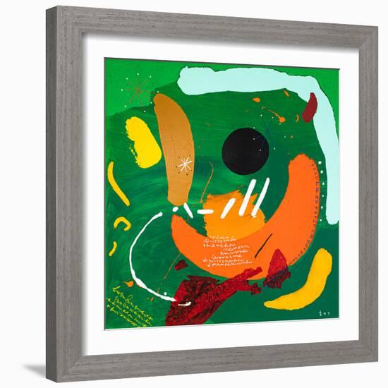 Black dot in green mentality-Hyunah Kim-Framed Art Print