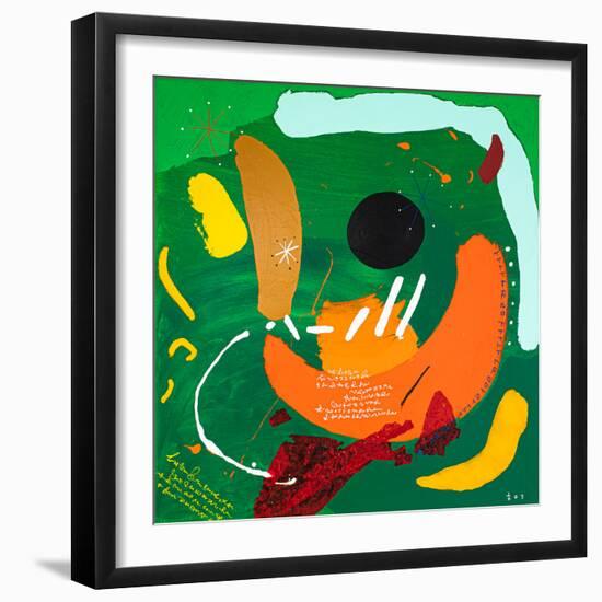 Black dot in green mentality-Hyunah Kim-Framed Art Print