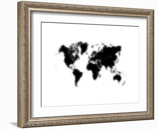 Black Dotted World Map-NaxArt-Framed Art Print