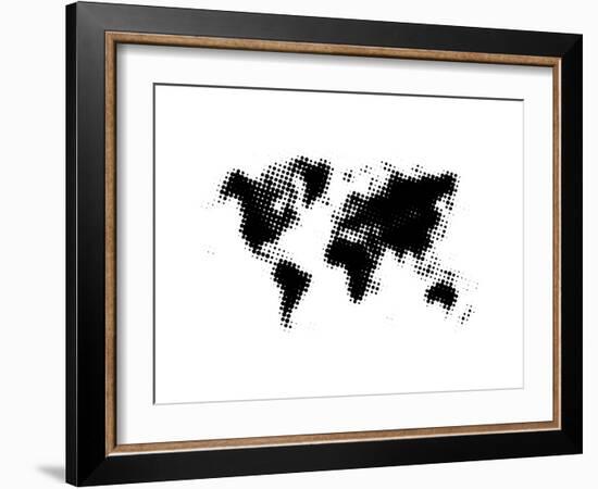 Black Dotted World Map-NaxArt-Framed Art Print