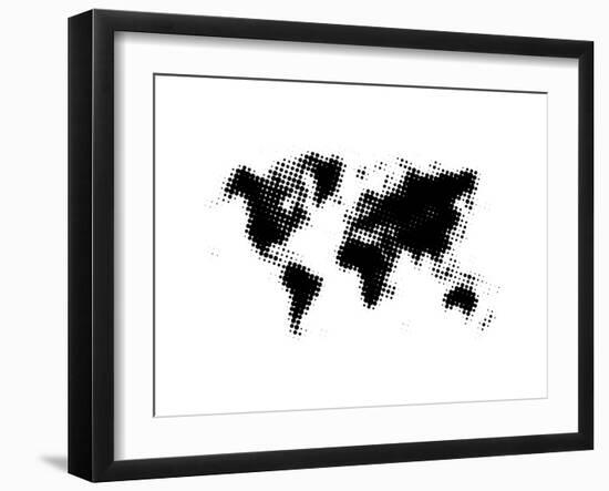 Black Dotted World Map-NaxArt-Framed Art Print