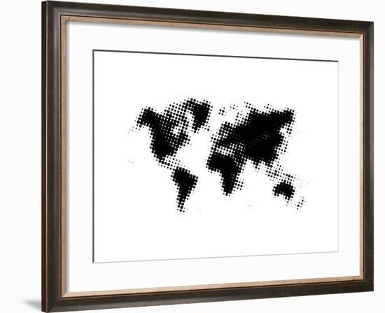 Black Dotted World Map-NaxArt-Framed Art Print