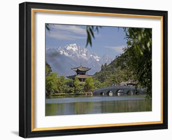 Black Dragon Pool Park, Jade Dragon Snow Mountain in Background, Lijiang, Yunnan Province, China-Angelo Cavalli-Framed Photographic Print